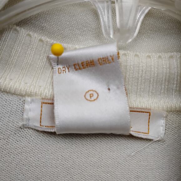 Zoe D. Fine Knit Blouse Size XS Beige Flared Sleeves Attached Scarf 5 Buttons - Picture 8 of 8